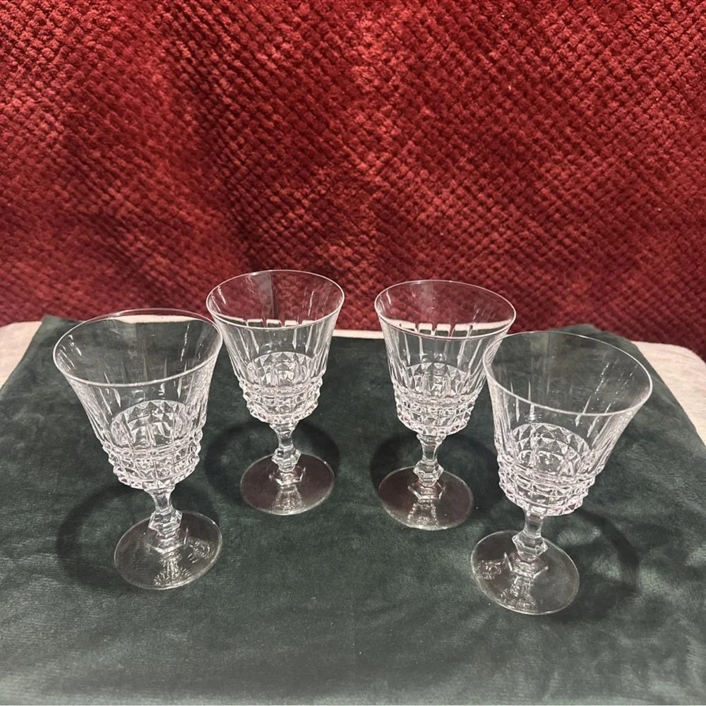 CRISTAL D'ARQUES 4 Crystal Wine Glass Tuilleries Villandry Durand VTG 5.25x3